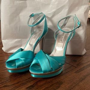 Charles David Turquoise Satin Heels